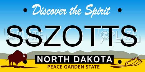 SSZOTTS North Dakota License Plate