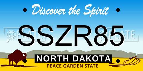 SSZR85 North Dakota License Plate