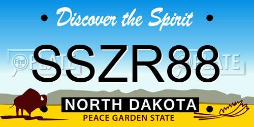 SSZR88 North Dakota License Plate