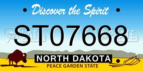 ST07668 North Dakota License Plate