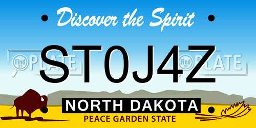 ST0J4Z North Dakota License Plate