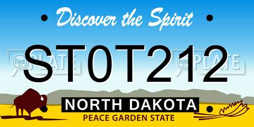 ST0T212 North Dakota License Plate