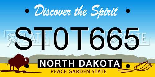 ST0T665 North Dakota License Plate