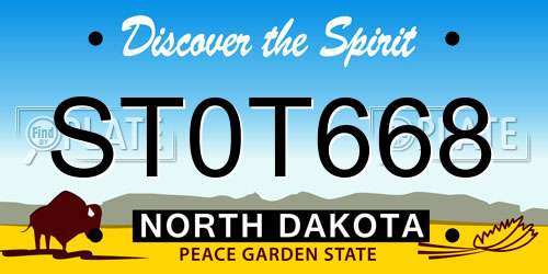 ST0T668 North Dakota License Plate