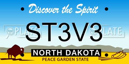ST3V3 North Dakota License Plate