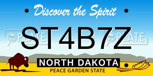 ST4B7Z North Dakota License Plate