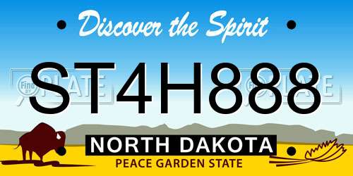 ST4H888 North Dakota License Plate