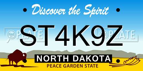 ST4K9Z North Dakota License Plate
