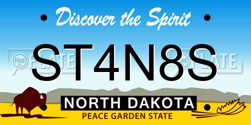 ST4N8S North Dakota License Plate