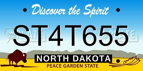 ST4T655 North Dakota License Plate