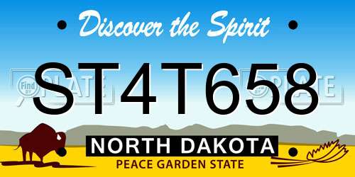ST4T658 North Dakota License Plate