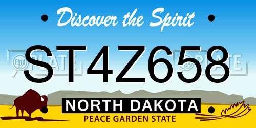ST4Z658 North Dakota License Plate