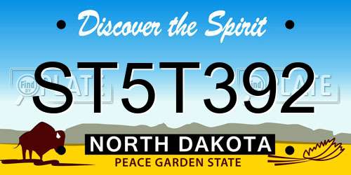 ST5T392 North Dakota License Plate