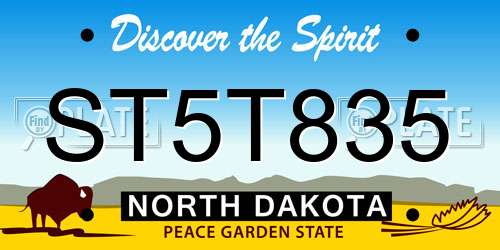 ST5T835 North Dakota License Plate