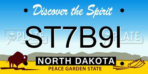 ST7B9I North Dakota License Plate
