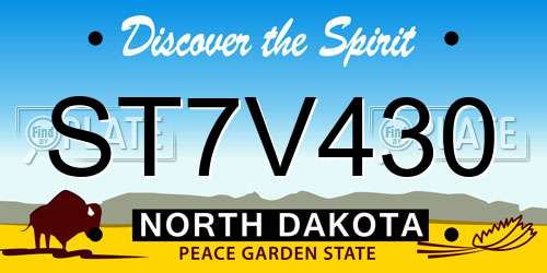 ST7V430 North Dakota License Plate
