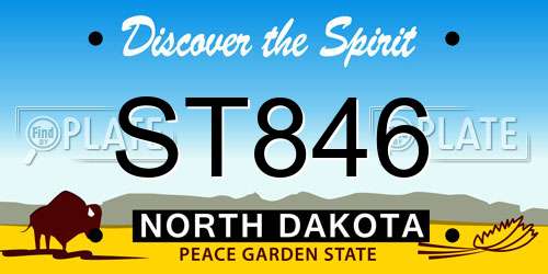 ST846 North Dakota License Plate