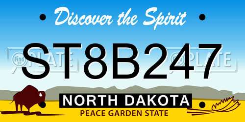 ST8B247 North Dakota License Plate