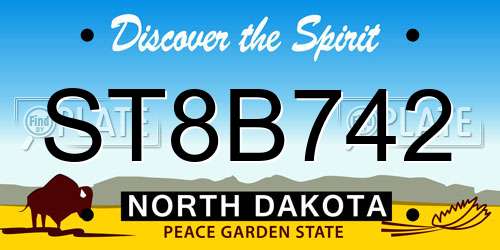 ST8B742 North Dakota License Plate