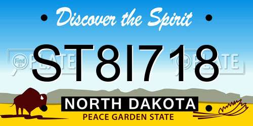 ST8I718 North Dakota License Plate