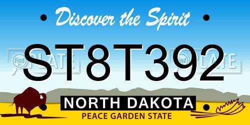 ST8T392 North Dakota License Plate