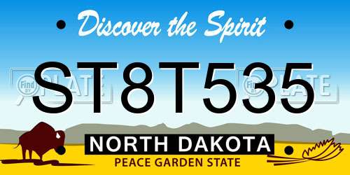 ST8T535 North Dakota License Plate