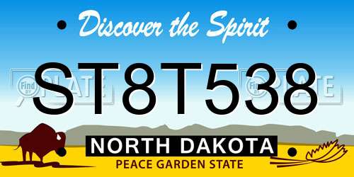ST8T538 North Dakota License Plate