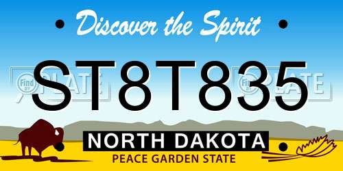 ST8T835 North Dakota License Plate