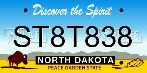 ST8T838 North Dakota License Plate
