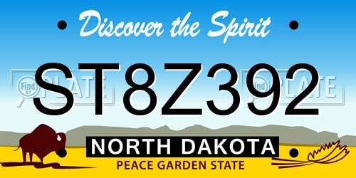 ST8Z392 North Dakota License Plate