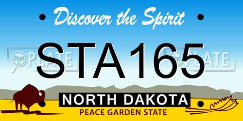 STA165 North Dakota License Plate