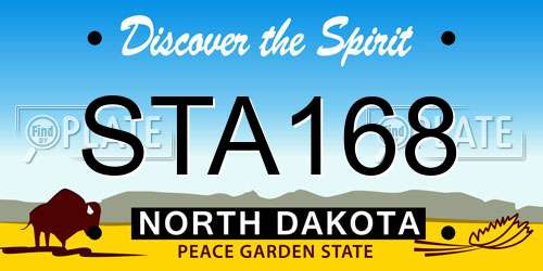 STA168 North Dakota License Plate