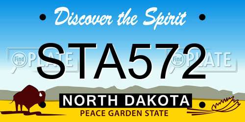 STA572 North Dakota License Plate