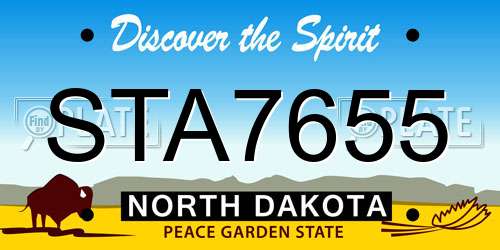STA7655 North Dakota License Plate