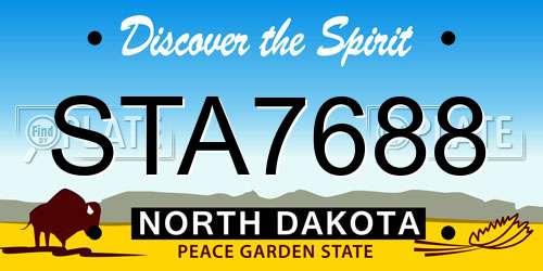 STA7688 North Dakota License Plate
