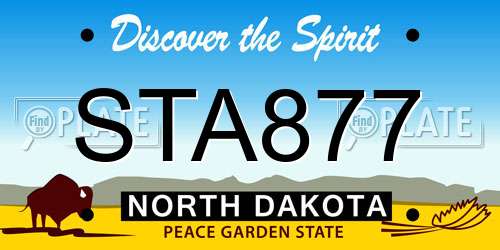 STA877 North Dakota License Plate