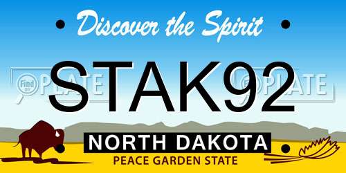 STAK92 North Dakota License Plate
