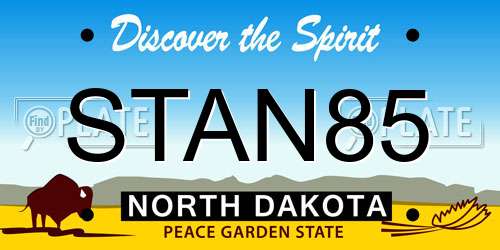 STAN85 North Dakota License Plate