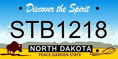 STB1218 North Dakota License Plate