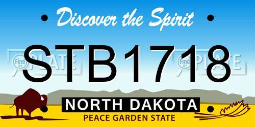 STB1718 North Dakota License Plate