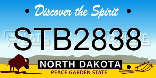 STB2838 North Dakota License Plate