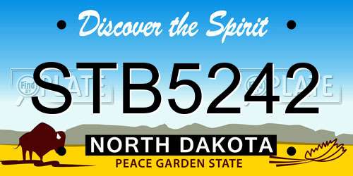 STB5242 North Dakota License Plate
