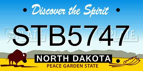 STB5747 North Dakota License Plate