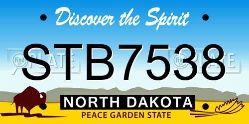 STB7538 North Dakota License Plate