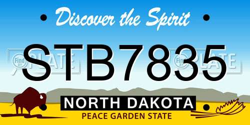 STB7835 North Dakota License Plate