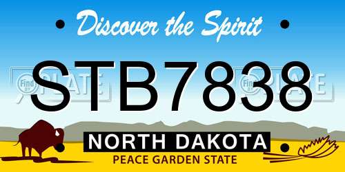 STB7838 North Dakota License Plate