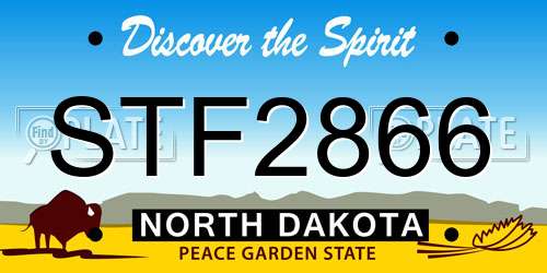 STF2866 North Dakota License Plate