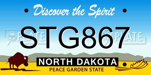 STG867 North Dakota License Plate