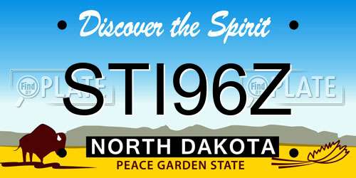 STI96Z North Dakota License Plate