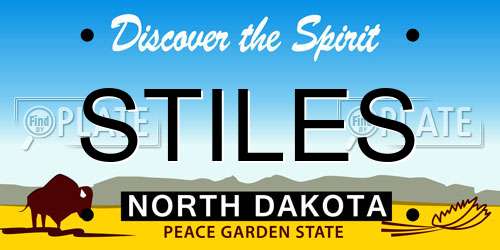 STILES North Dakota License Plate